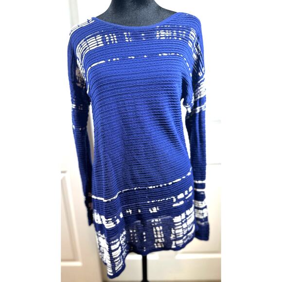 Nic+Zoe tunic stretchy M Royal Blue White accents - Picture 3 of 5